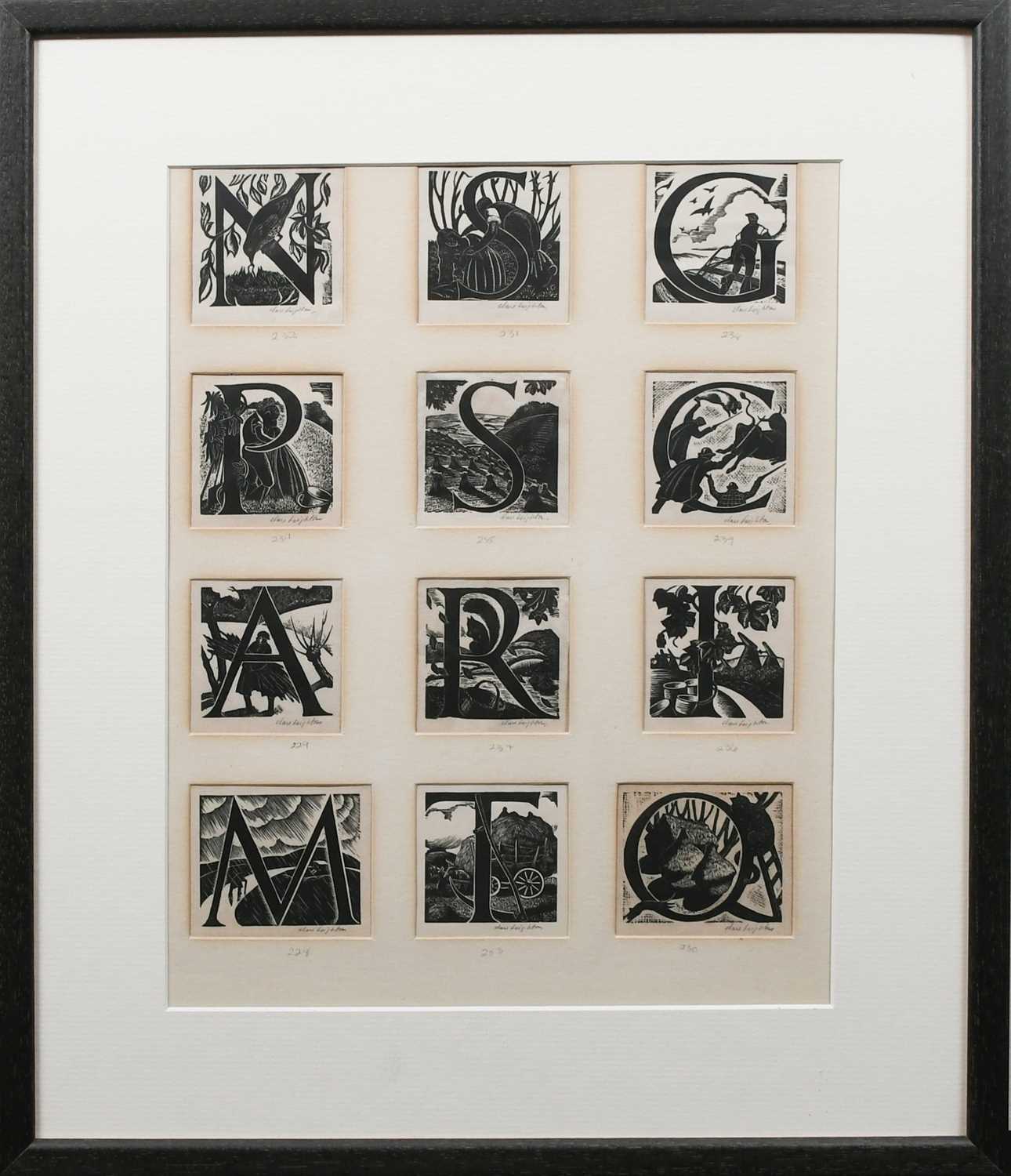 Φ Clare Leighton (1898-1989) Twelve drop-caps, comprising N, S, G, P, S, C, A, R, I, M, T and Q Each - Image 2 of 4