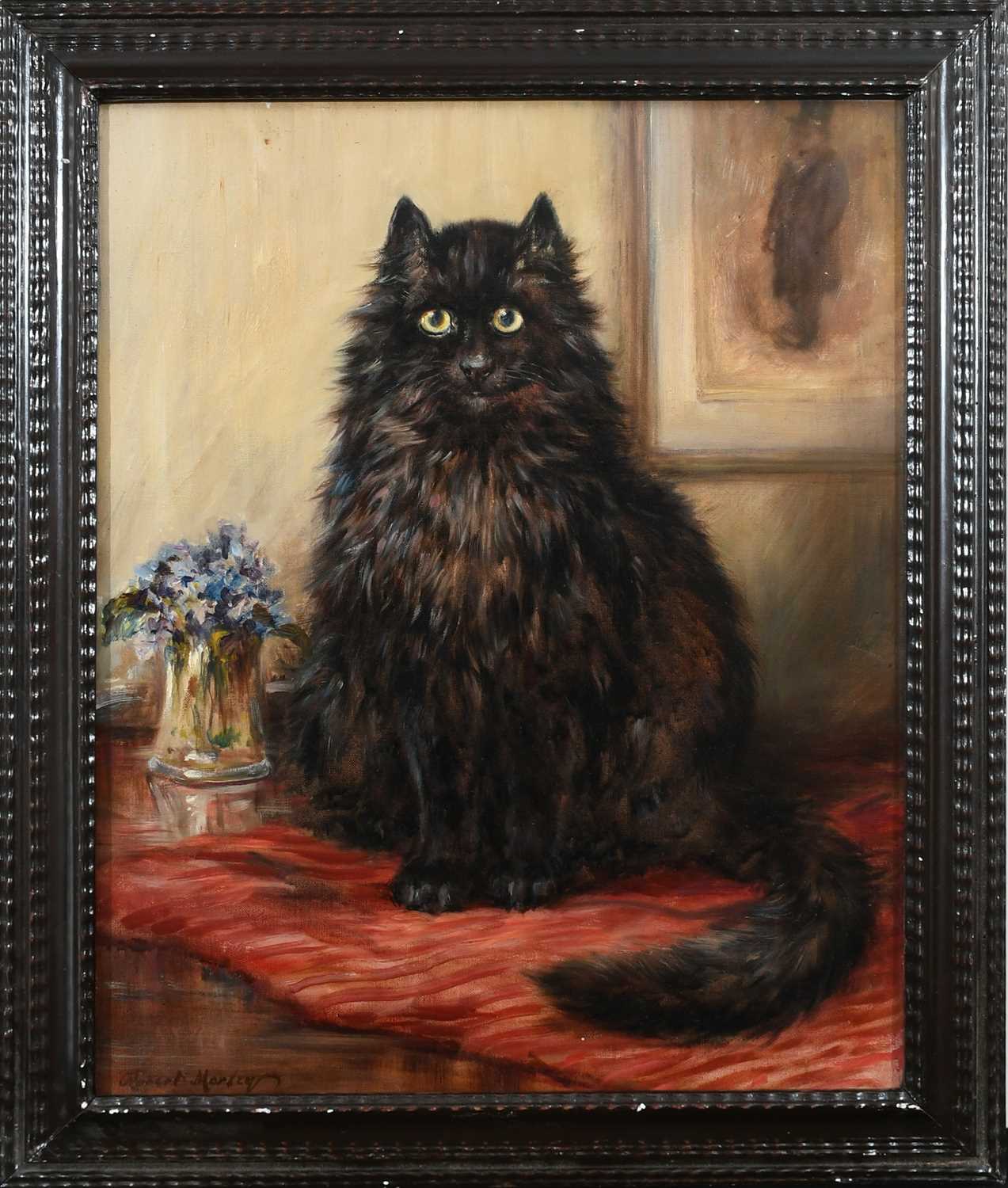 Robert Morley (1857-1941) Black Cat Signed Robert Morley (lower left) Oil on canvas 50.8 x 40.6cm - Image 2 of 4