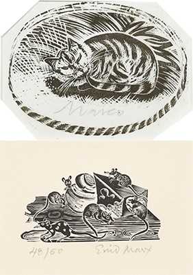 Φ Enid Marx (1902-1998) Sleeping cat; Mice and cheese Two, the former signed Marx (in pencil lower