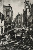 Sir Muirhead Bone NEAC, RE (Scottish 1876-1953) Canal and Bridge of SS. Apostoli, Venice Signed,