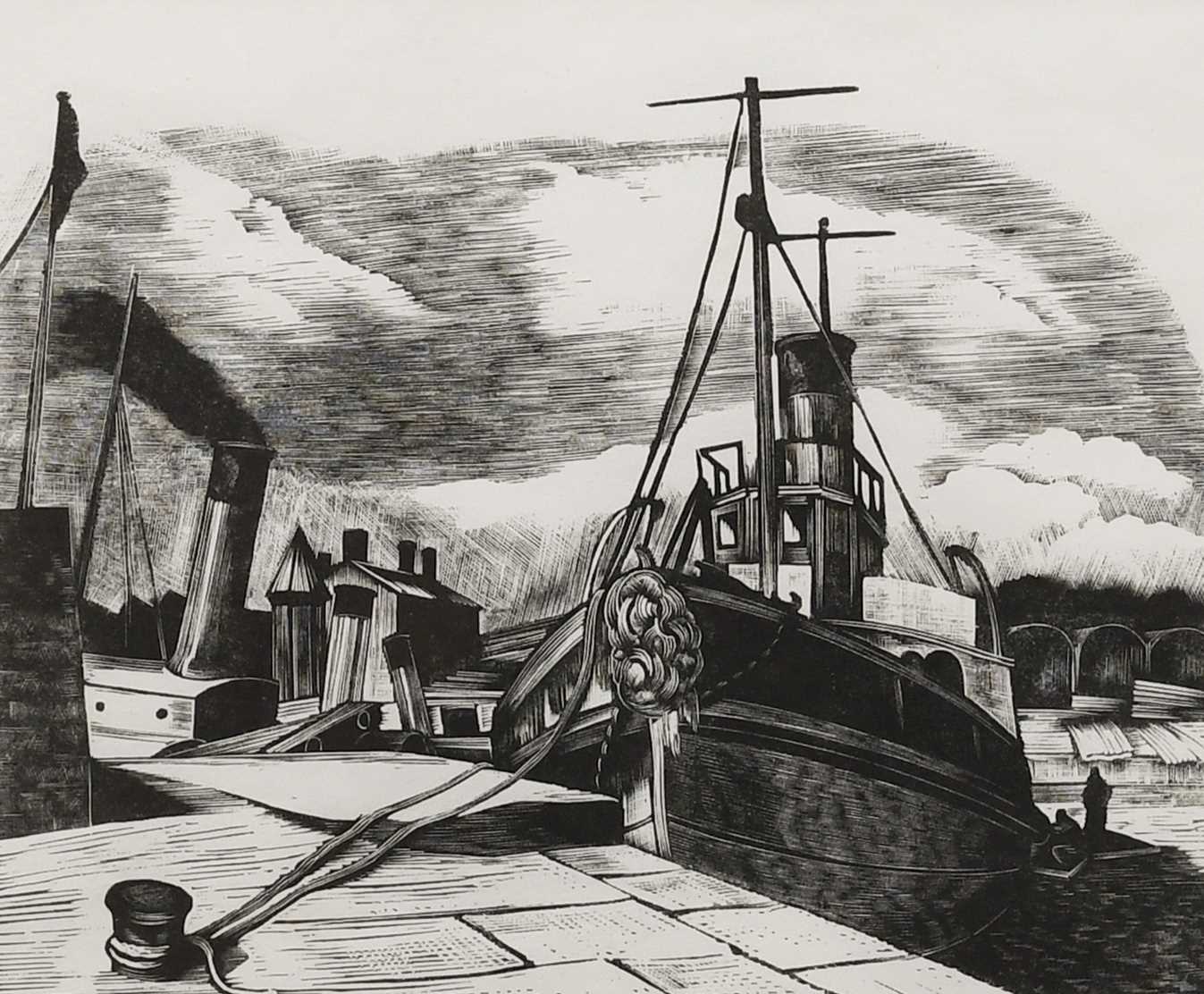 Φ John Nash RA (1893-1977) The Two Tugs Signed John Nash (in pencil) Wood engraving, for The