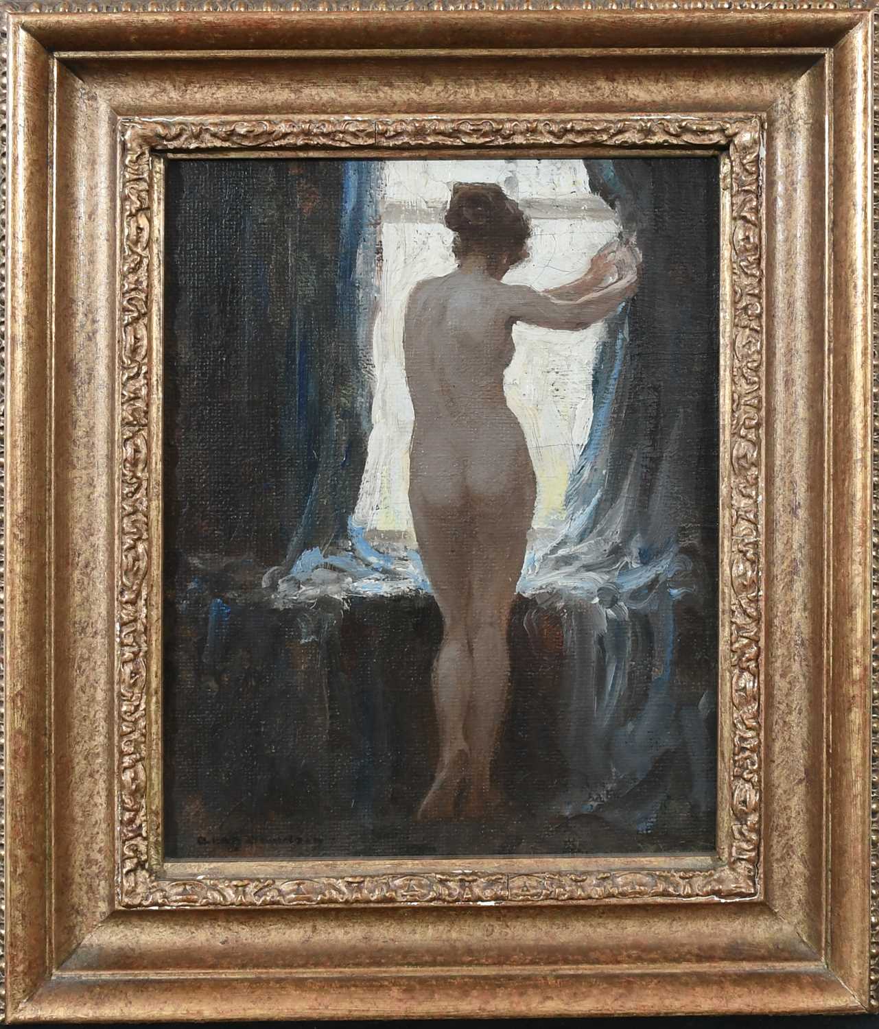 Allan Douglas Davidson RBA, ROI, RMS (1873-1932) Female nude standing at a window Signed Allan - Image 2 of 4