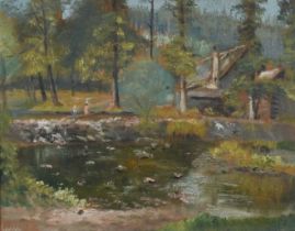 Jan Minařík (Czech 1862-1937) Old Mill on the River Blanice Signed Minařík (lower left) Oil on