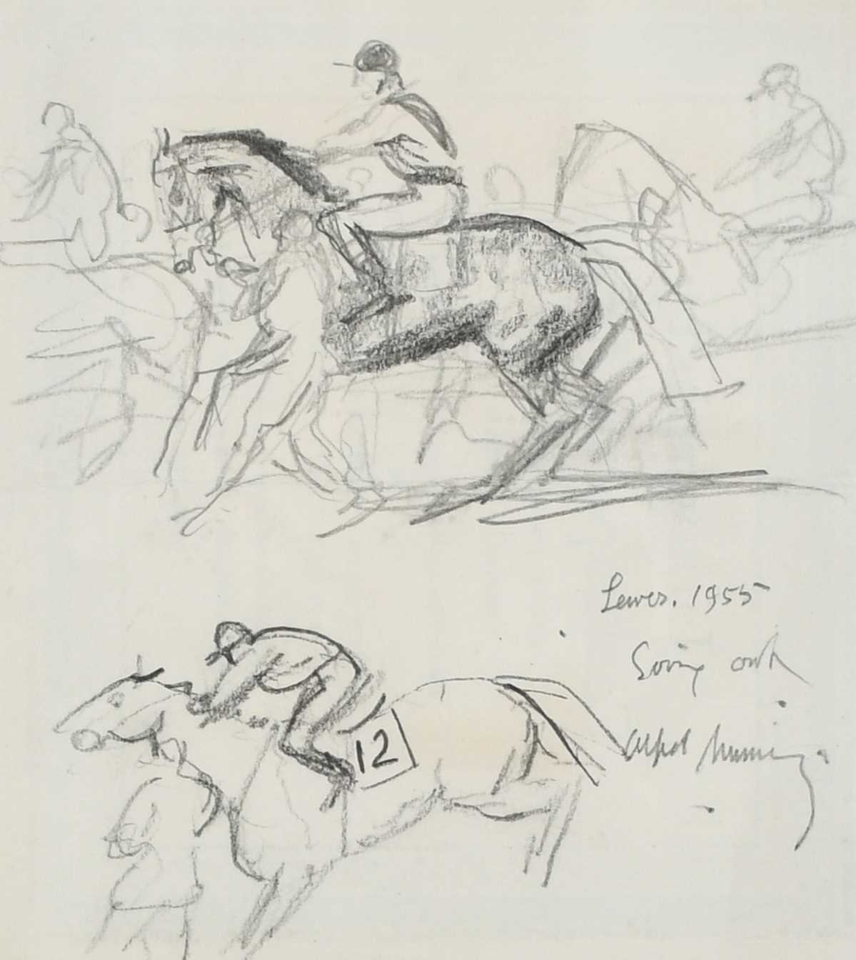 Φ Sir Alfred James Munnings PRA (1878-1959) Studies of race horses going out Signed, dated and