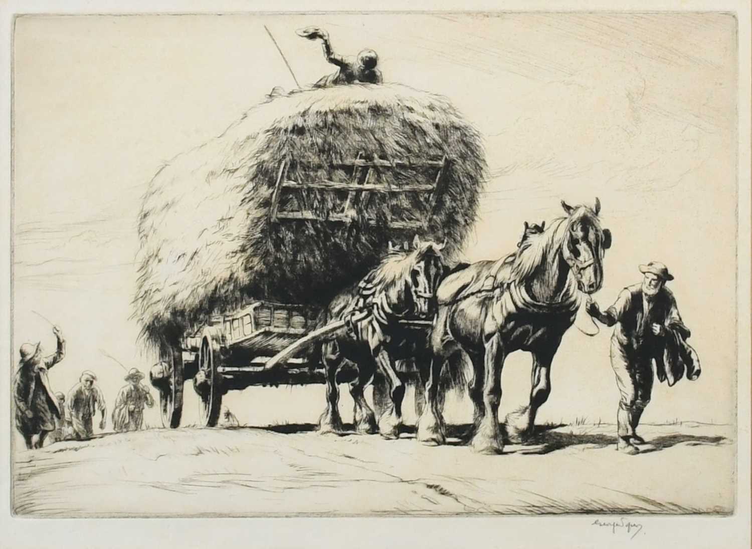 George Soper RE (1870–1942) Summer, The Last Load; The Quarry Team; Coal Wharf, Topsham, Devon - Image 2 of 11