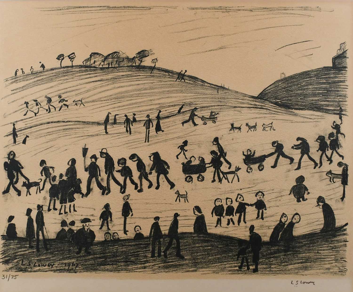 Φ Laurence Stephen Lowry RA, RBA (1887-1976) A Hillside Signed and numbered 31/75 L S Lowry (in