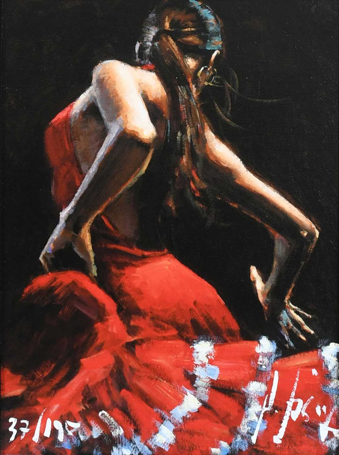 Fabian Perez (Argentinian b.1967) Celina con Abanico; Dancer in Red and white; Two, both signed F - Image 5 of 8