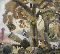 Φ Ivon Hitchens (1893-1979) Trees and Cottages Signed Hitchens (lower right) Oil on canvas, 1928