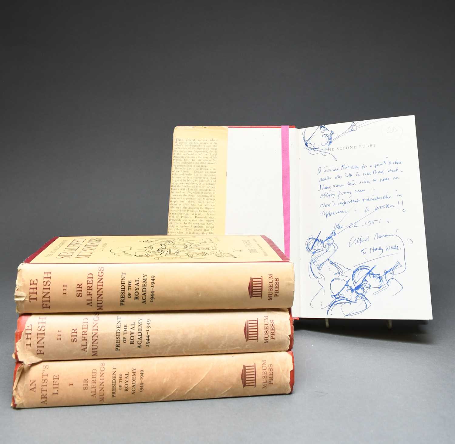 Sir Alfred James Munnings, PRA (1878-1959) The Autobiography, three volumes comprising An Artist's - Bild 4 aus 5