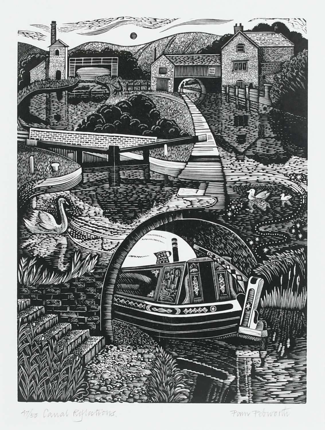 Φ Pam Pebworth (1931-2019) Kennet & Avon, Bath; Canal Reflections; Home of the Tivvy Bumper Three, - Image 8 of 11