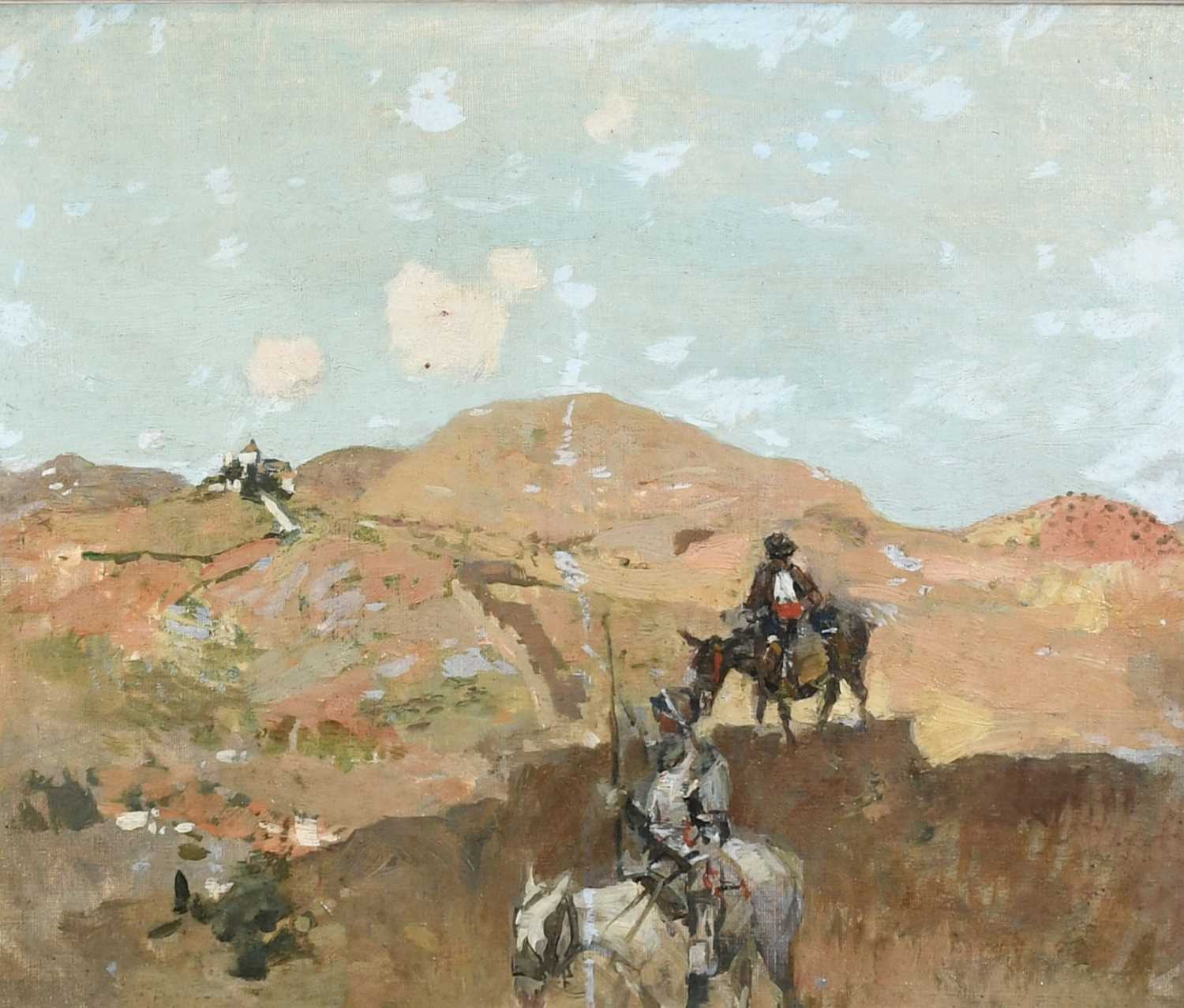 James Kerr-Lawson (Canadian 1862-1939) Don Quixote and Sancho Panza Oil on canvasboard 32.7 x 40.4cm