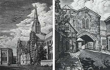 Φ Howard Phipps (b.1954) The Restoration of Salisbury Cathedral; St Ann's Gate, Salisbury Two, the