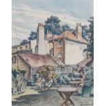 Φ Ethelbert White NEAC, RWS (1891-1972) In the garden of The Spaniard's Inn, Hampstead Signed