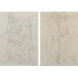 Φ Lettice Sandford (1902-1993) A nude couple standing; A couple in a landscape Two, both signed