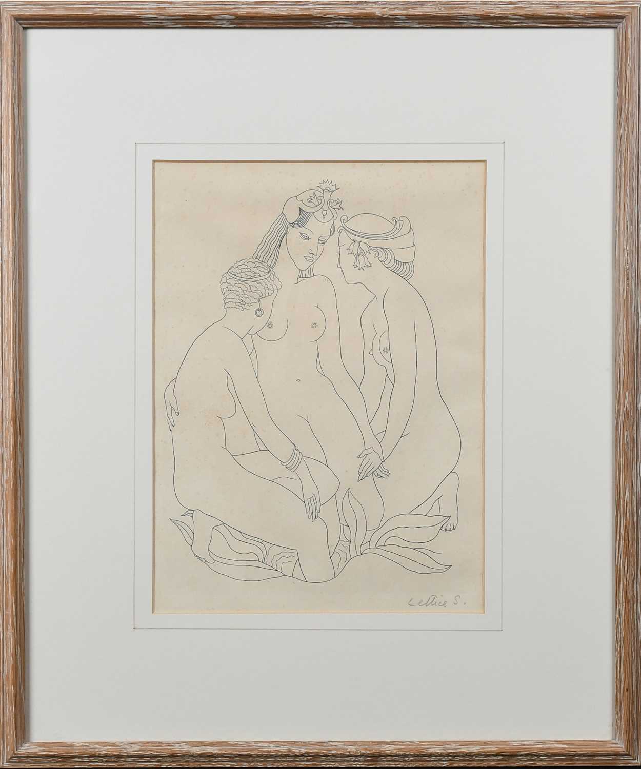 Φ Lettice Sandford (1902-1993) A couple embracing; Three female nudes Two, both signed Lettice S (in - Image 6 of 8