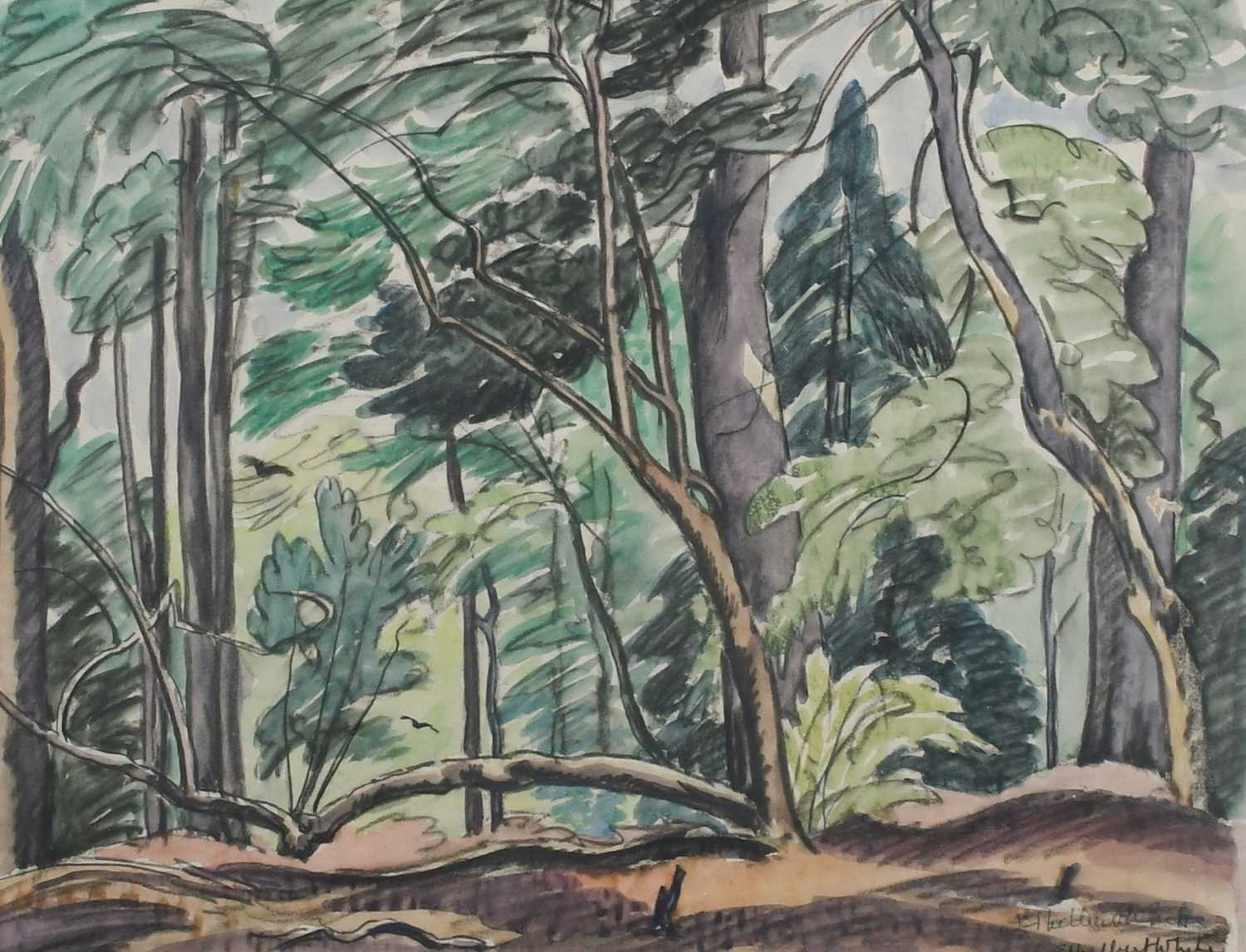 Φ Ethelbert White NEAC, RWS (1891-1972) Wooded landscape Signed twice Ethelbert White (lower