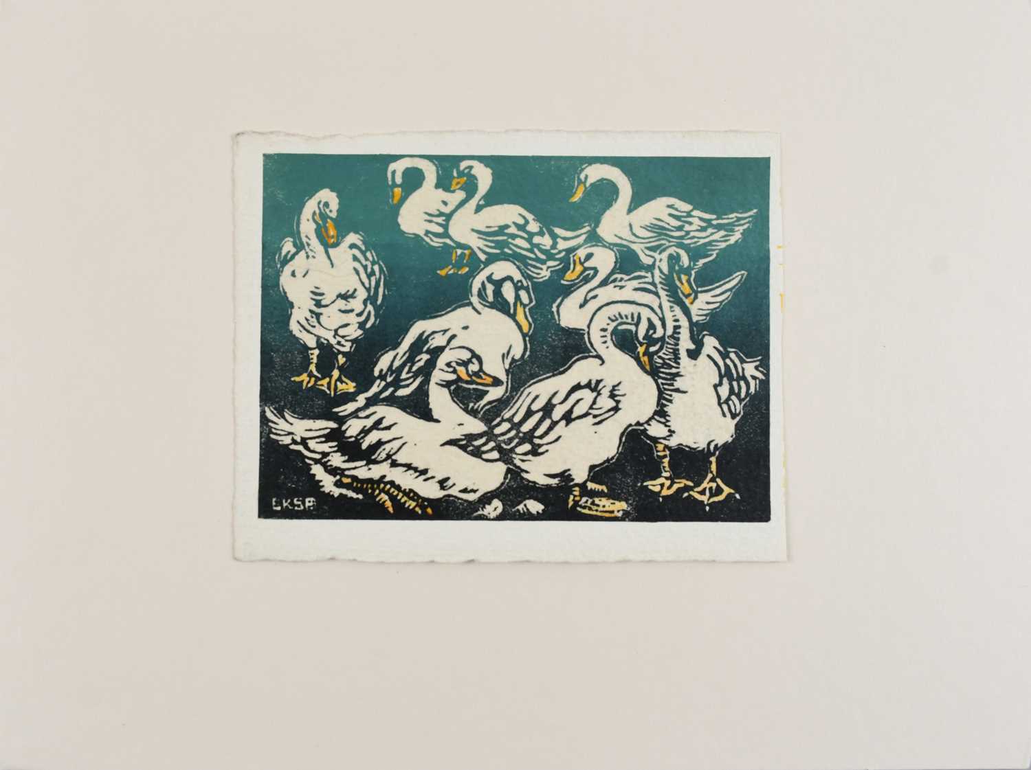 Φ Elsie Kathleen Simpson Powell (1895-1975) Out of the Rain; Swans; Chickens feeding; Cows resting - Image 6 of 40