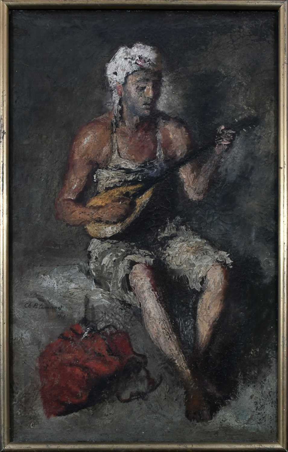 Φ Haralambos Potamianos (Greek 1909-1958) The mandolin player Signed and dated CH Potamianos/1946 ( - Image 2 of 4