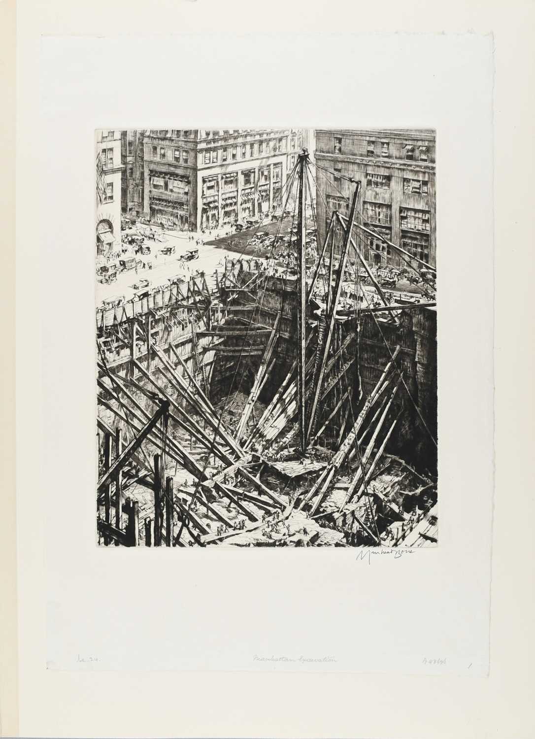 Sir Muirhead Bone NEAC, RE (Scottish 1876-1953) Manhattan Excavation Signed and titled Muirhead Bone - Image 2 of 5