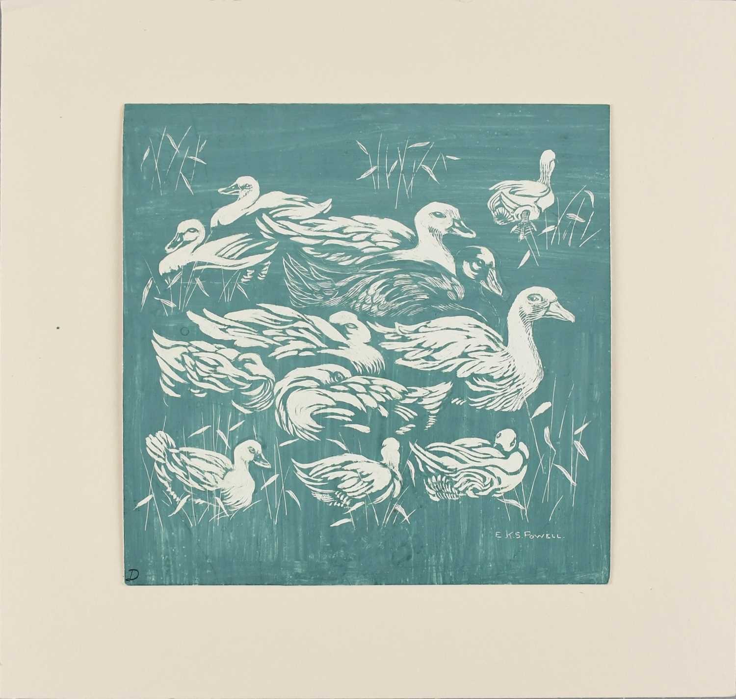 Φ Elsie Kathleen Simpson Powell (1895-1975) Out of the Rain; Swans; Chickens feeding; Cows resting - Image 9 of 40