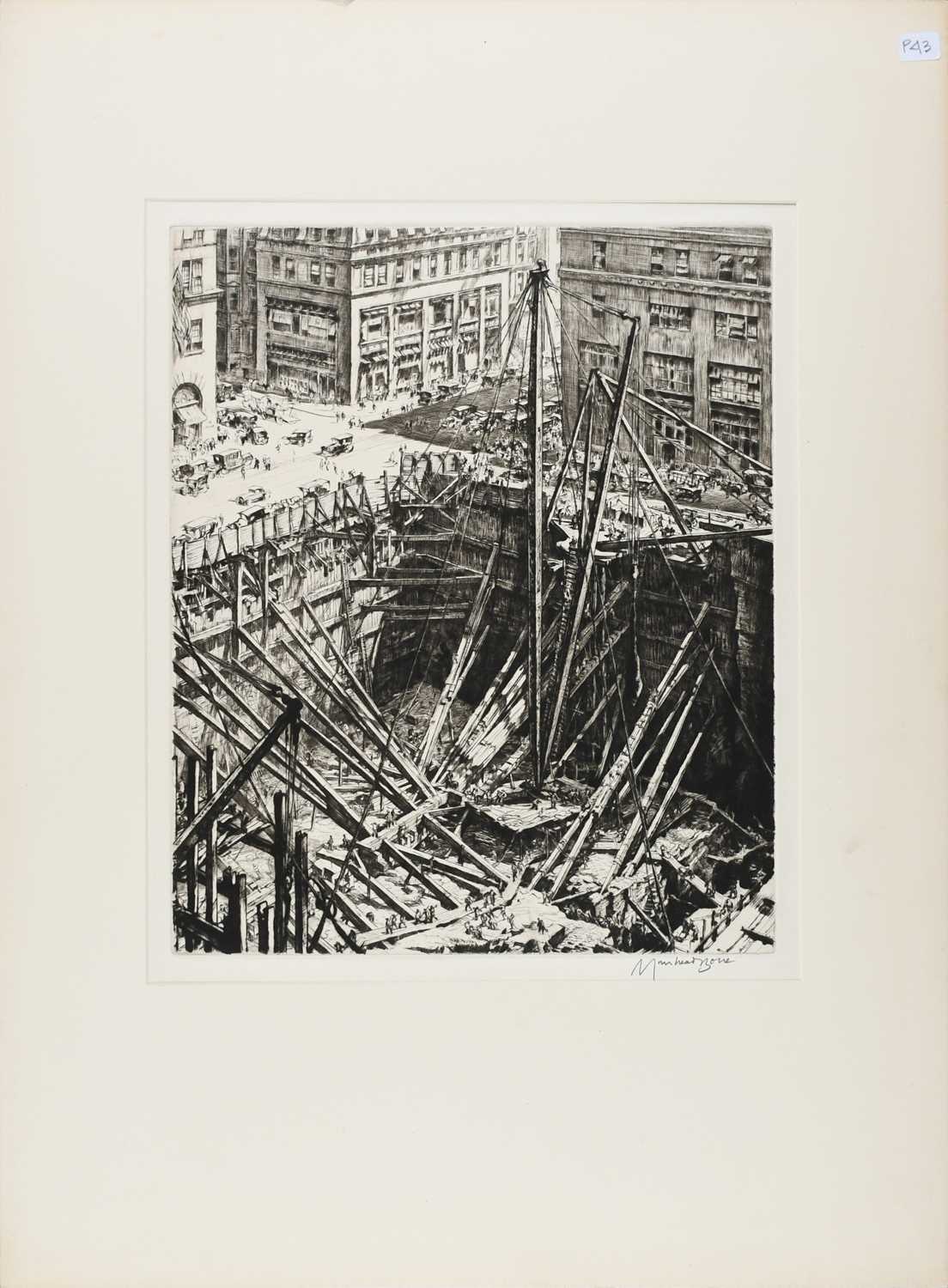 Sir Muirhead Bone NEAC, RE (Scottish 1876-1953) Manhattan Excavation Signed and titled Muirhead Bone - Image 5 of 5