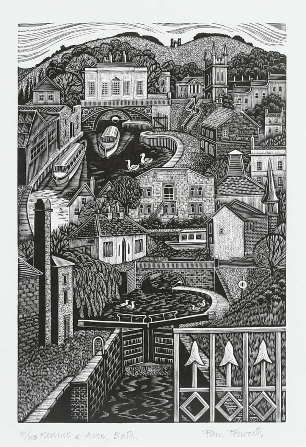 Φ Pam Pebworth (1931-2019) Kennet & Avon, Bath; Canal Reflections; Home of the Tivvy Bumper Three, - Image 2 of 11