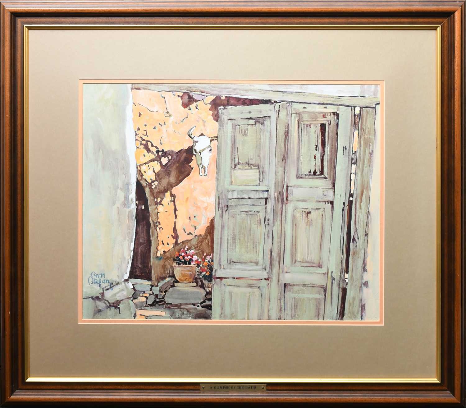 Ross Stefan (American 1934-1999) A Glimpse of the Patio Signed Ross/Stefan (lower left) Oil on - Image 2 of 4