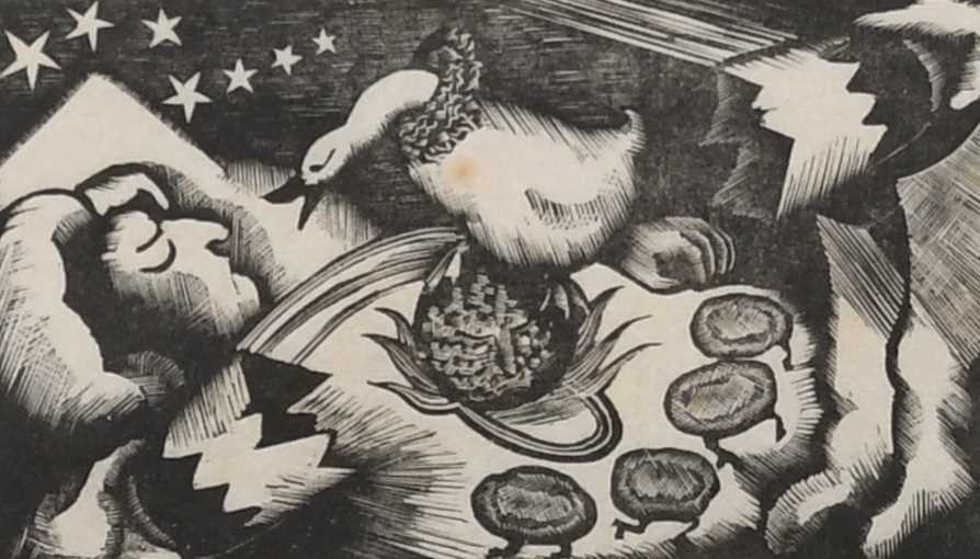 Φ John Nash RA (1893-1977) Christmas Dream - Uneasy Lies the Stomach after Goose and Pudding