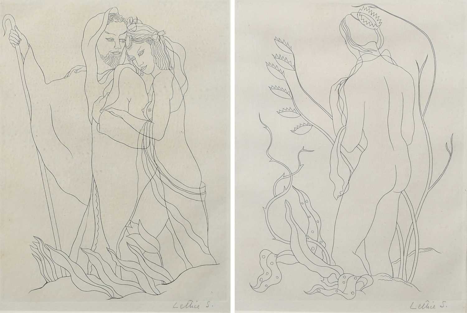 Φ Lettice Sandford (1902-1993) A couple embracing; Female nude seen from behind Two, both signed