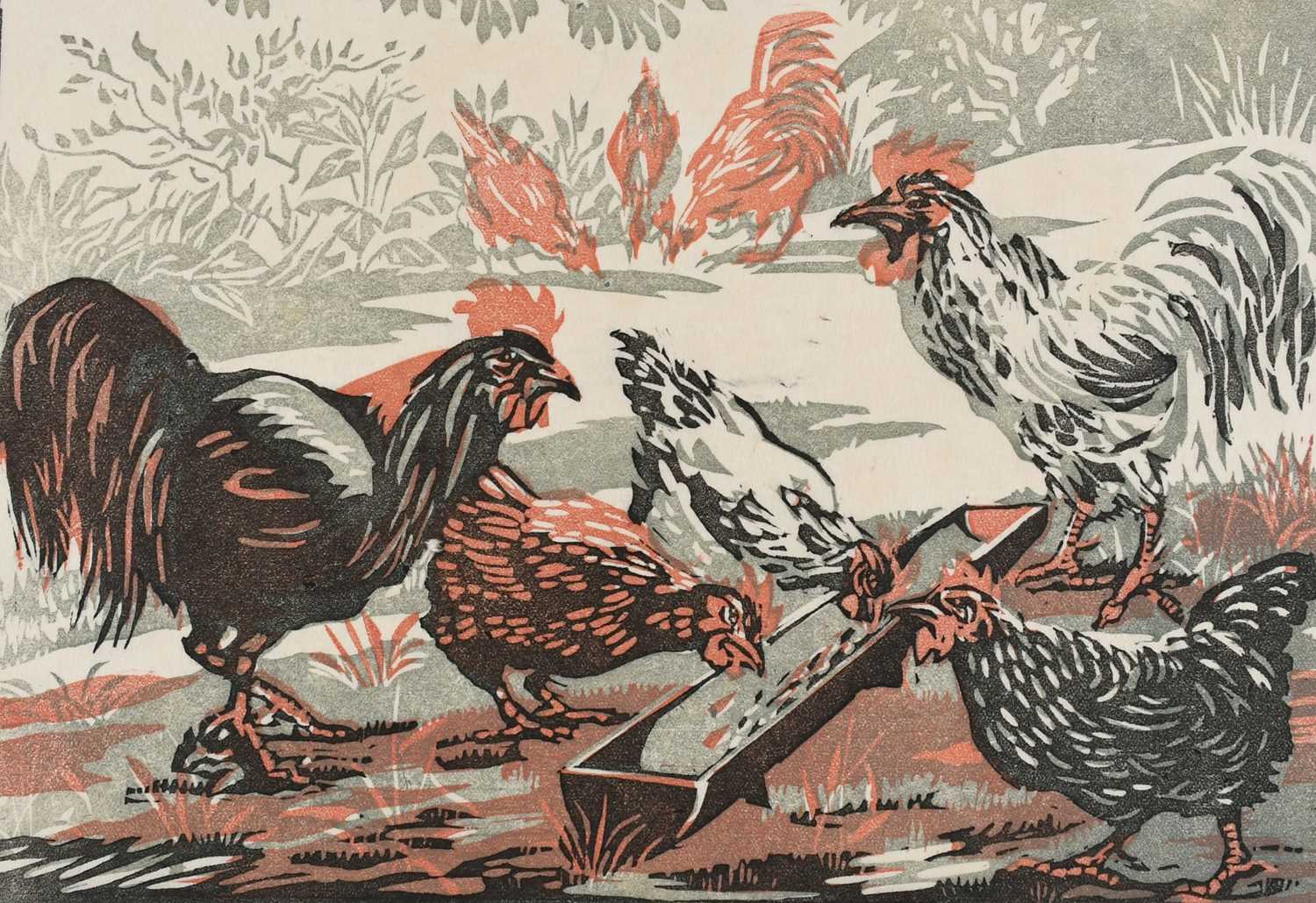 Φ Elsie Kathleen Simpson Powell (1895-1975) Out of the Rain; Swans; Chickens feeding; Cows resting - Image 14 of 40