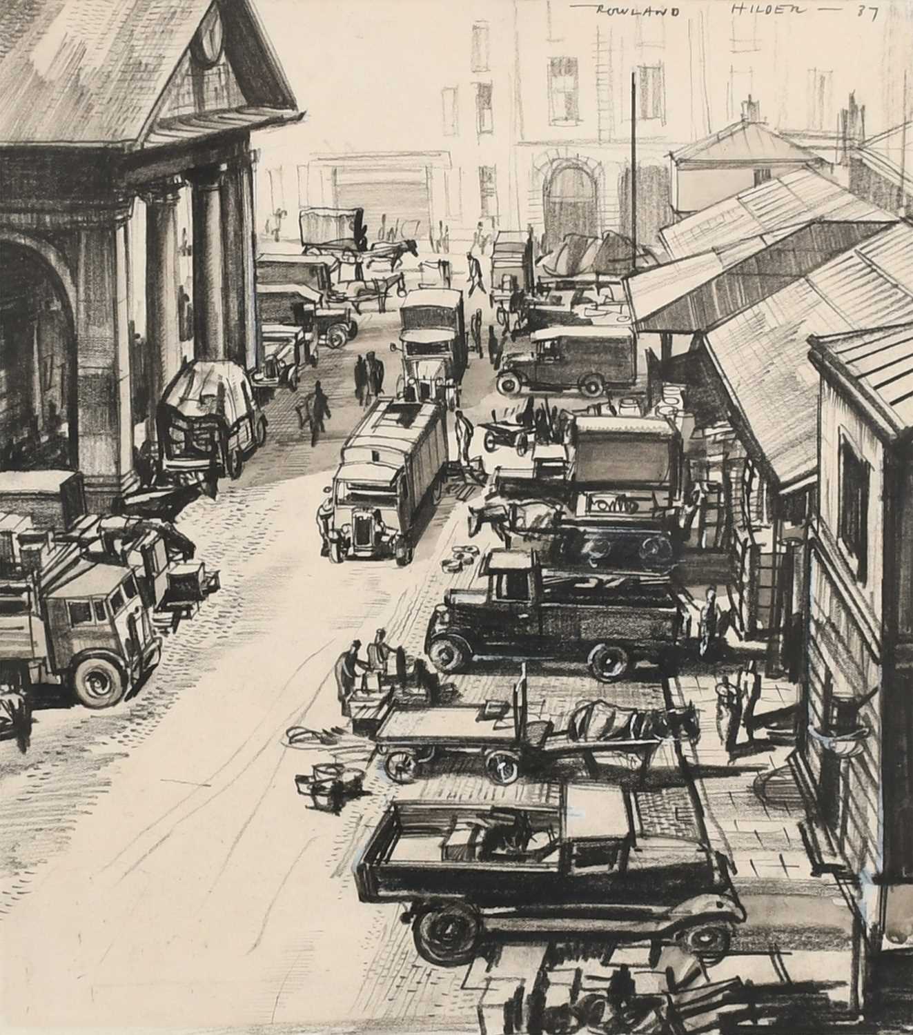 Φ Rowland Hilder (1905-1993) Covent Garden Signed and dated - ROWLAND HILDER - 37 (upper right)