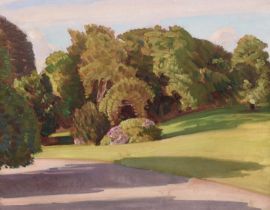 Φ Harold Speed (1872-1957) A landscaped garden from the drive, late afternoon Oil on canvas 50.8 x