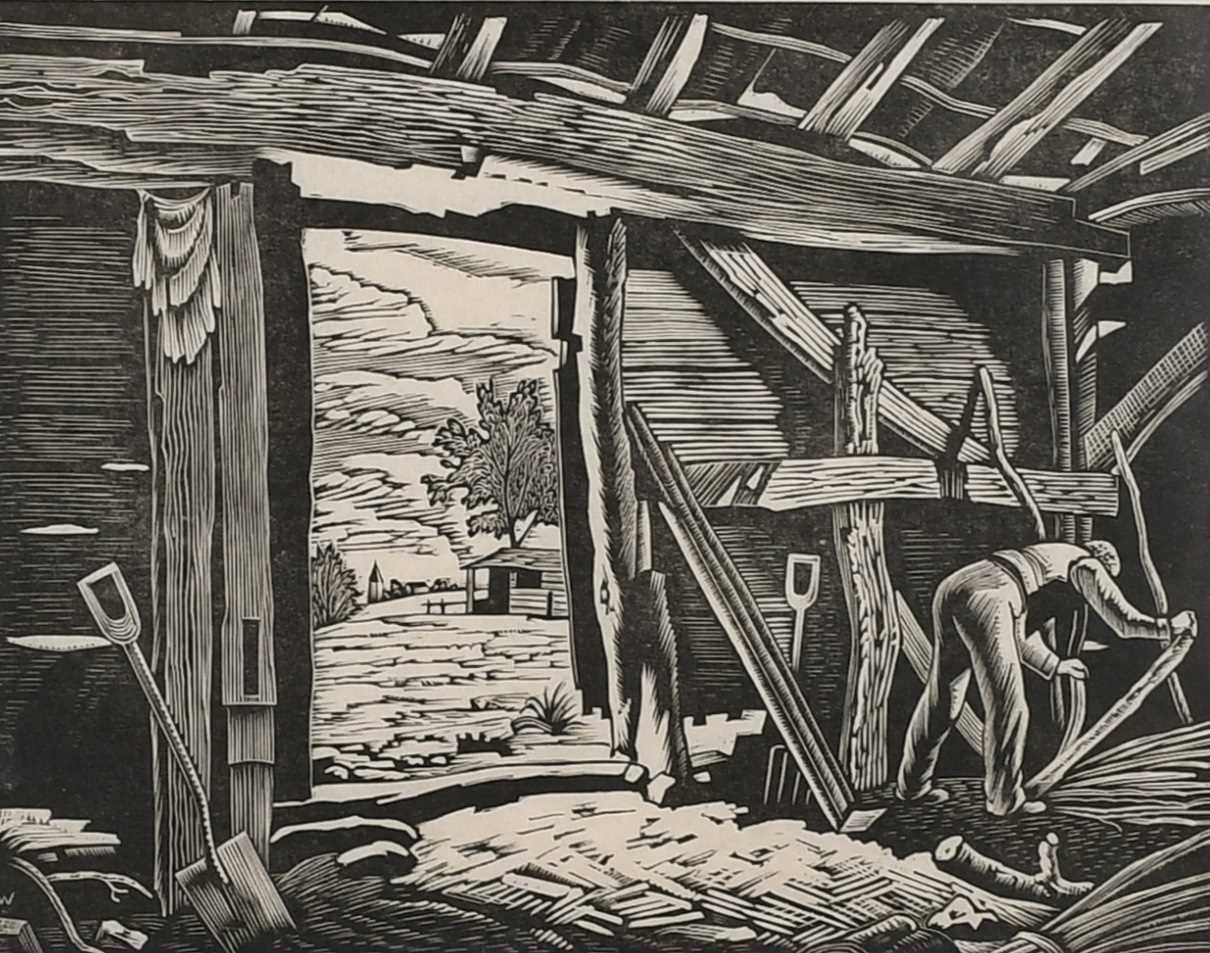 Φ Ethelbert White NEAC, RWS (1891-1972) The Wood Shed Wood engraving, 1923 16.6 x 21.7cm (image)