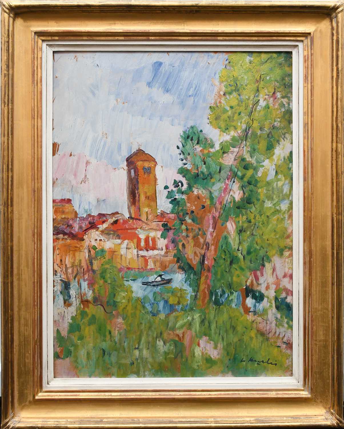 George Leslie Hunter (Scottish 1877-1931) Torcello Signed L Hunter (lower right) Oil on board 68.1 x - Image 2 of 4