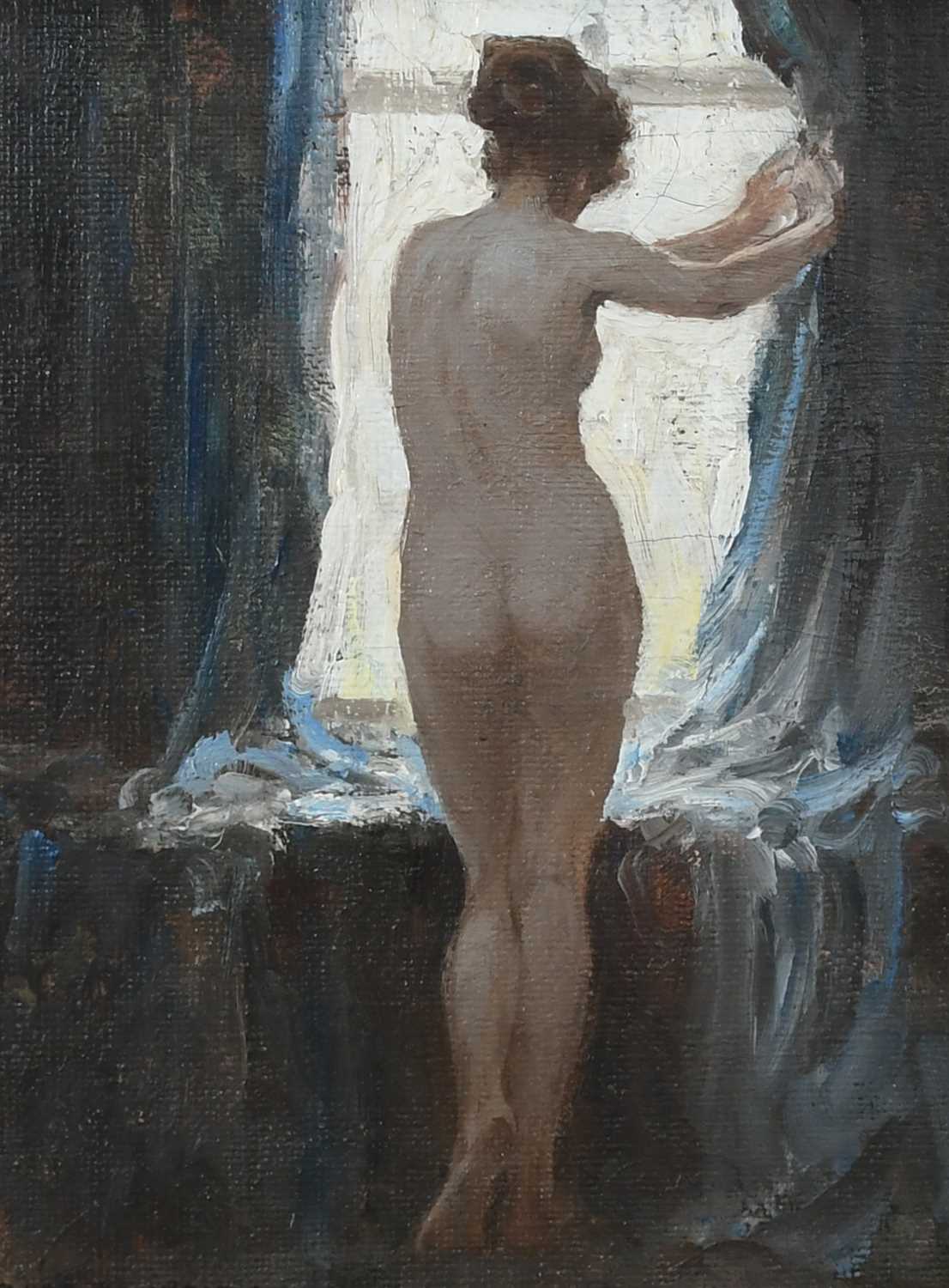 Allan Douglas Davidson RBA, ROI, RMS (1873-1932) Female nude standing at a window Signed Allan