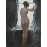 Allan Douglas Davidson RBA, ROI, RMS (1873-1932) Female nude standing at a window Signed Allan