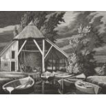 Φ George Mackley RE (1900-1983) Barn at Giethoorn Signed and inscribed Barn at Giethoorn Artists