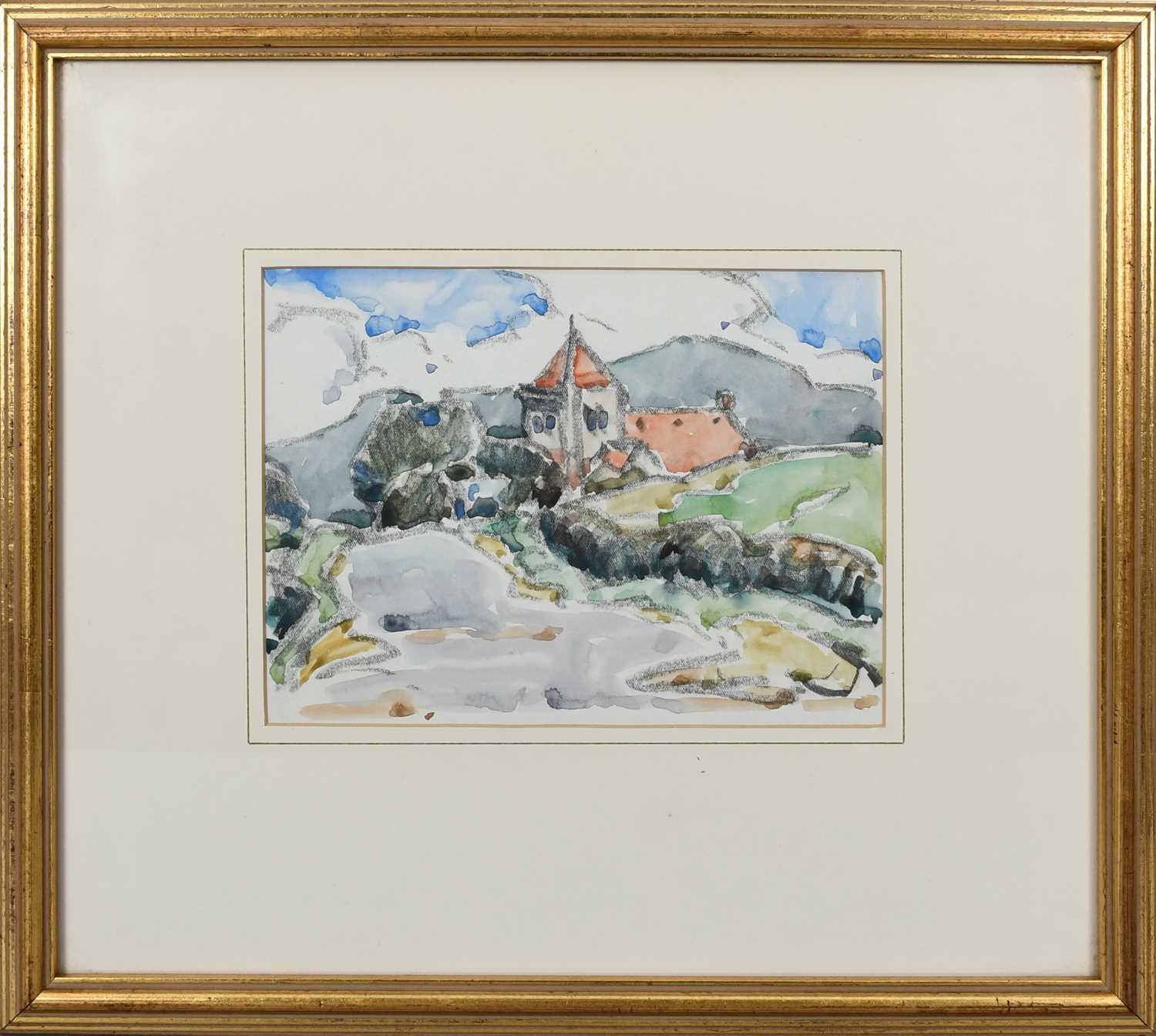 Ernest Archibald Taylor (Scottish 1874-1951) Landscape with a church; A house in a rocky landscape - Image 3 of 8