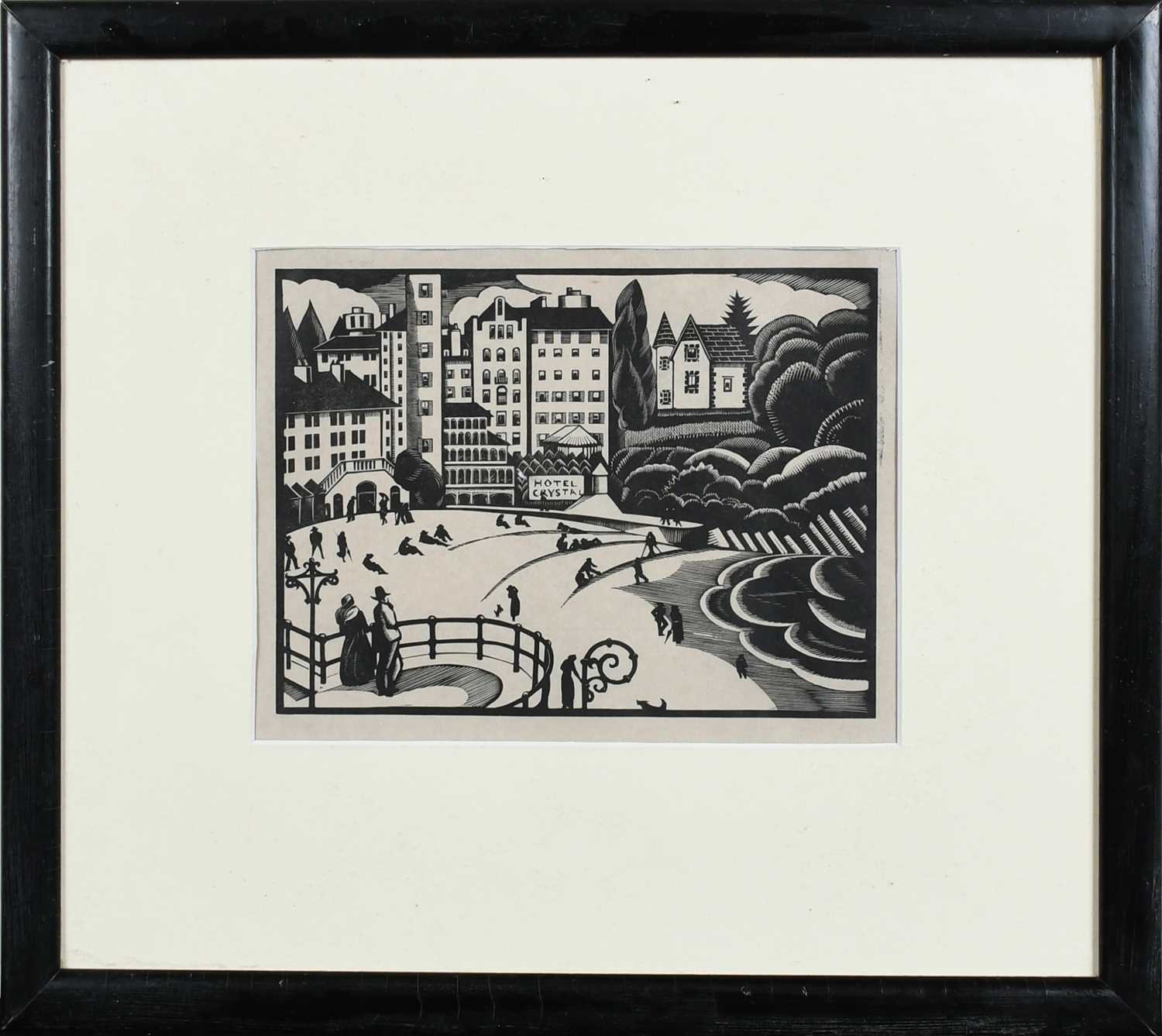 Φ Robert Gibbings (Irish 1889-1958) Hotel Crystal, the Sea Front at Dinard Wood engraving 16.6 x - Image 2 of 4