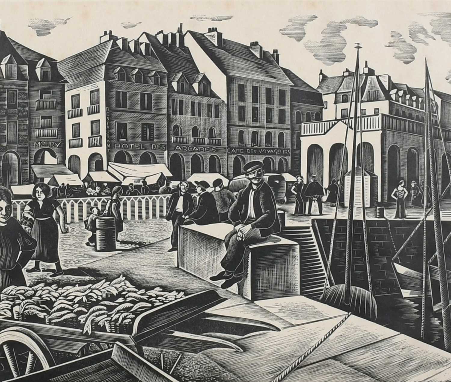 Φ Guy Malet (1900-1973) The Harbour Dieppe Wood engraving 20.7 x 25.4cm (image) Provenance: The