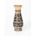 An early Martin Brothers stoneware vase by Robert Wallace Martin, dated 1874, slender, cylindrical