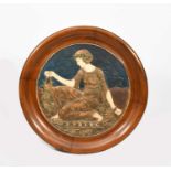 Robert Anning Bell, manner of Spring a painted plaster roundel, of a classical maiden holding