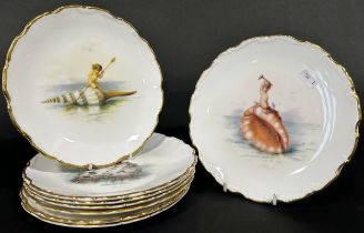 Eight Minton limited edition plates after Tonin Boullemier from the 'cupid and shells' series, Royal