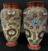 Pair of oviform vases with floral repeating detail