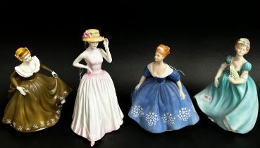 Ceramic figures, mostly Royal Doulton: Summer Breeze, Springtime, Winter Waltz, Nina, Geraldine,