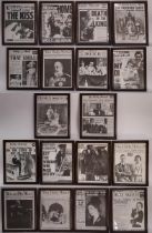 Eighteen framed 20th century newspaper covers to include: Evening Standard, Daily Mirror, Daily