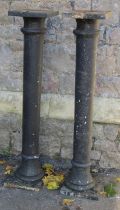 Pair of Victorian cast iron columns with square fixing plates, approx 1m high