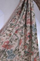 2 pairs of vintage curtains in 'Taipei' fabric by GP&J Baker, lined and thermal lined with pencil