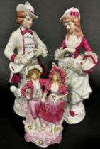 Pair of Staffordshire figures - going to and returning from market, pair of 19th century continental