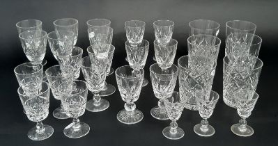 A selection of Stuart of Edinburgh cut glass wine glasses, tumblers, sherry and liqueur glasses